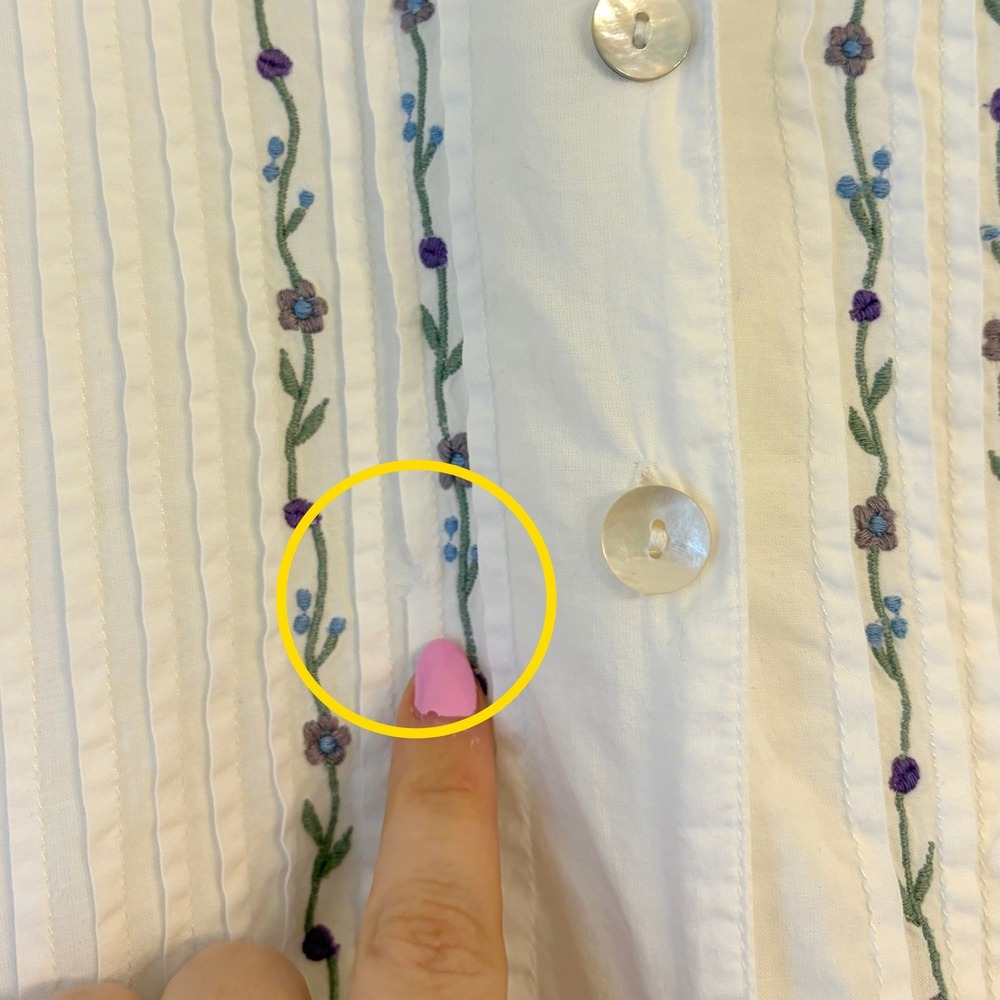 April Cornell Floral Embroidered Midi Dress M Cottagecore Prairie Cotton Poplin - Picture 6 of 14